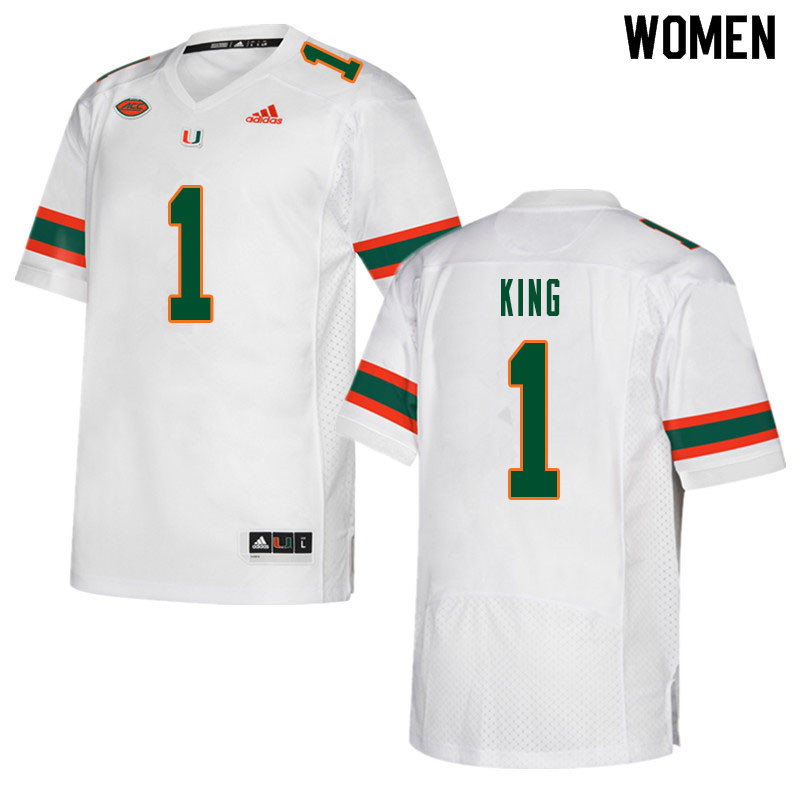 Women #1 D'Eriq King Miami Hurricanes College Football Jerseys Sale-White
